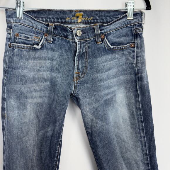 7 For All Mandkind Mid Wash Blue Mid Rise Bootcut Jeans Size 27 - Picture 2 of 11